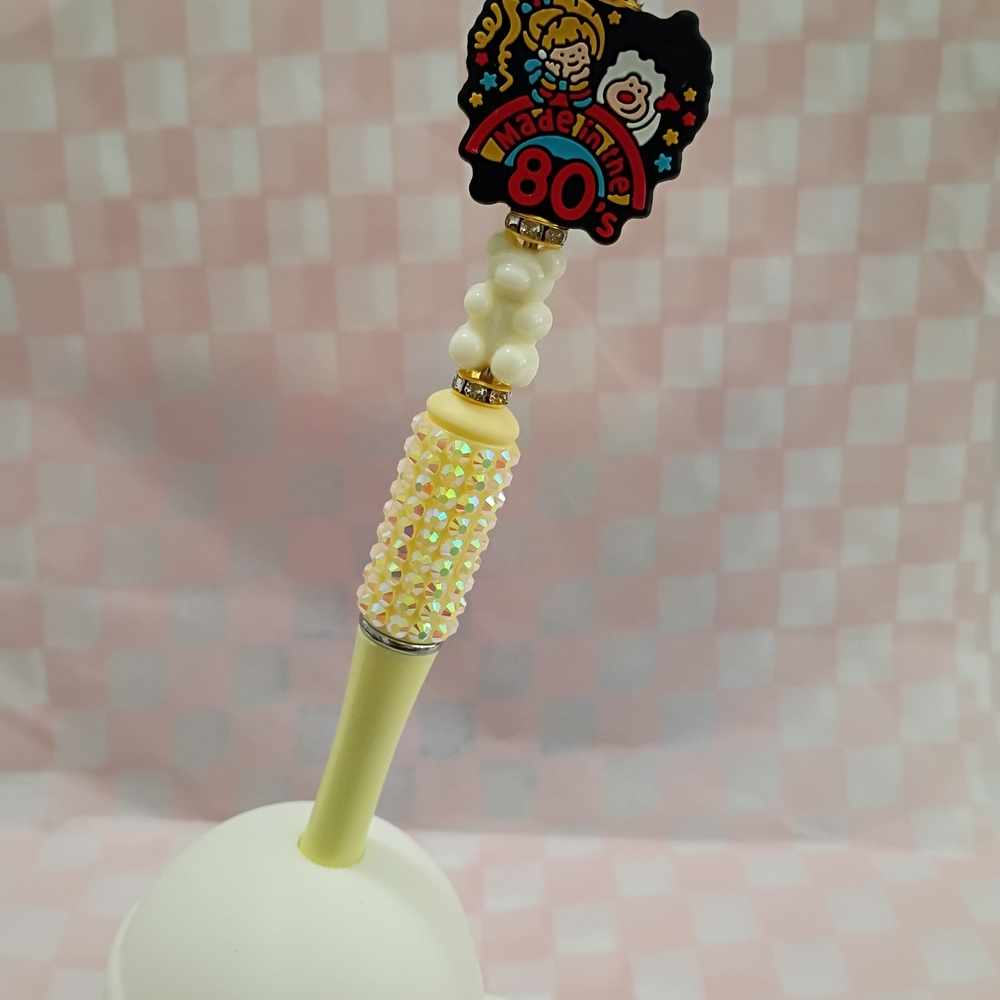Made in the 80's Decorative Yellow Beaded Pen